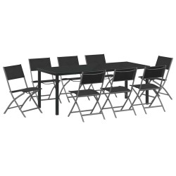 Ensemble de salle à manger pour jardin 9 pcs Noir 563711563711
