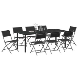 Ensemble de salle à manger pour jardin 9 pcs Noir 563711563711