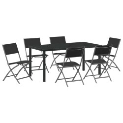 Ensemble de salle à manger pour jardin 7 pcs Noir 563712563712