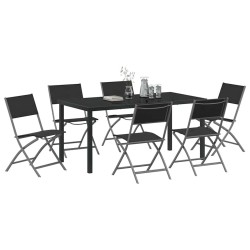 Ensemble de salle à manger pour jardin 7 pcs Noir 563712563712