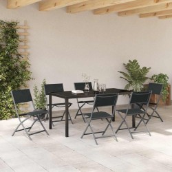 Ensemble de salle à manger pour jardin 7 pcs Noir 563712563712