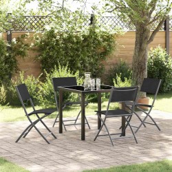 Ensemble de salle à manger pour jardin 5 pcs Noir 563716563716