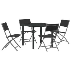 Ensemble de salle à manger pour jardin 5 pcs Noir 563716563716