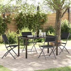 Ensemble de salle à manger pour jardin 5 pcs Noir 563717563717