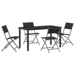 Ensemble de salle à manger pour jardin 5 pcs Noir 563717563717
