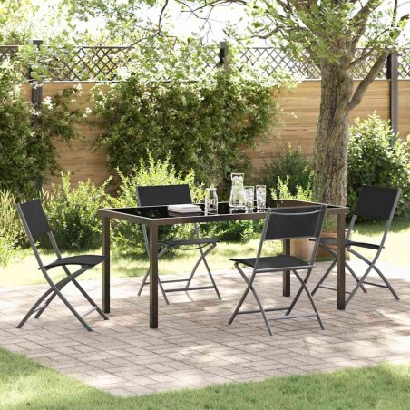 Ensemble de salle à manger pour jardin 5 pcs Noir 563718563718