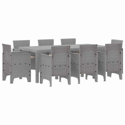 Ensemble de salle à manger pour jardin 9 pcs Gris clair 563721563721