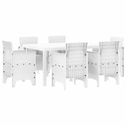 Ensemble de salle à manger pour jardin 7 pcs Blanc Rattan Polt 563724563724