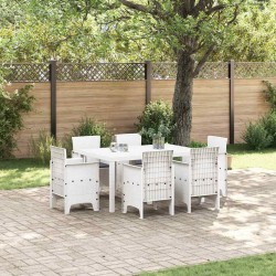 Ensemble de salle à manger pour jardin 7 pcs Blanc Rattan Polt 563725563725