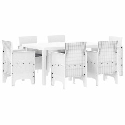 Ensemble de salle à manger pour jardin 7 pcs Blanc Rattan Polt 563725563725