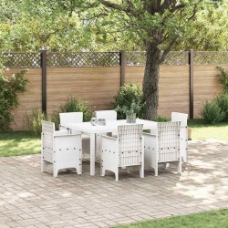 Ensemble de salle à manger pour jardin 7 pcs Blanc Rattan Polt 563726563726