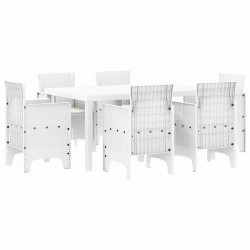 Ensemble de salle à manger pour jardin 7 pcs Blanc Rattan Polt 563726563726