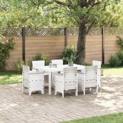 Ensemble de salle à manger pour jardin 7 pcs Blanc Rattan Polt 563730563730