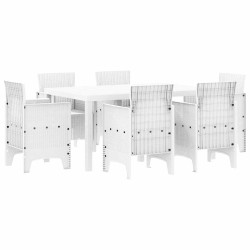 Ensemble de salle à manger pour jardin 7 pcs Blanc Rattan Polt 563730563730