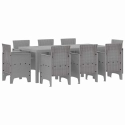 Ensemble de salle à manger pour jardin 9 pcs Gris clair 563733563733