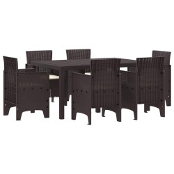 Ensemble de salle à manger pour jardin 7 pcs Marron Rattan Polt 563740563740