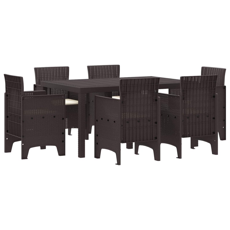 Ensemble de salle à manger pour jardin 7 pcs Marron Rattan Polt 563740563740