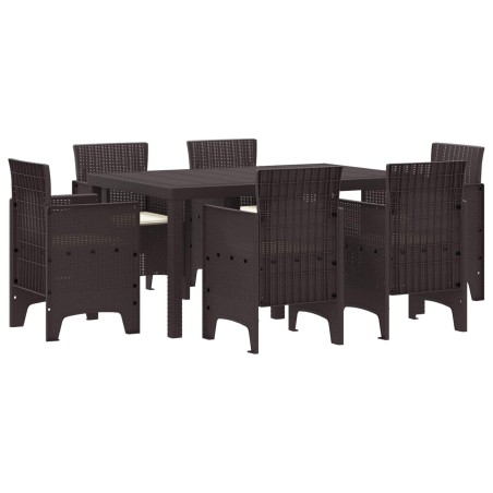 Ensemble de salle à manger pour jardin 7 pcs Marron Rattan Polt 563740563740