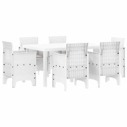 Ensemble de salle à manger pour jardin 7 pcs Blanc Rattan Polt 563742563742