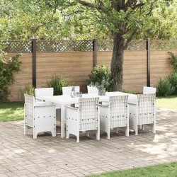 Ensemble de salle à manger pour jardin 9 pcs Blanc 563743563743