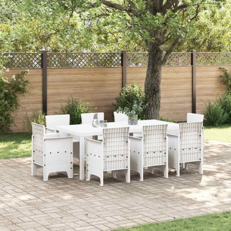 Ensemble de salle à manger pour jardin 9 pcs Blanc 563743563743