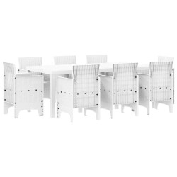 Ensemble de salle à manger pour jardin 9 pcs Blanc 563743563743