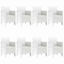 Ensemble de salle à manger pour jardin 9 pcs Blanc 563743563743