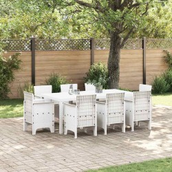 Ensemble de salle à manger pour jardin 9 pcs Blanc 563744563744