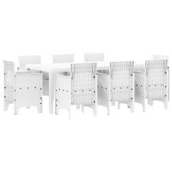 Ensemble de salle à manger pour jardin 9 pcs Blanc 563744563744