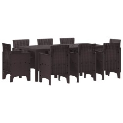 Ensemble de salle à manger pour jardin 9 pcs Marron 563746563746
