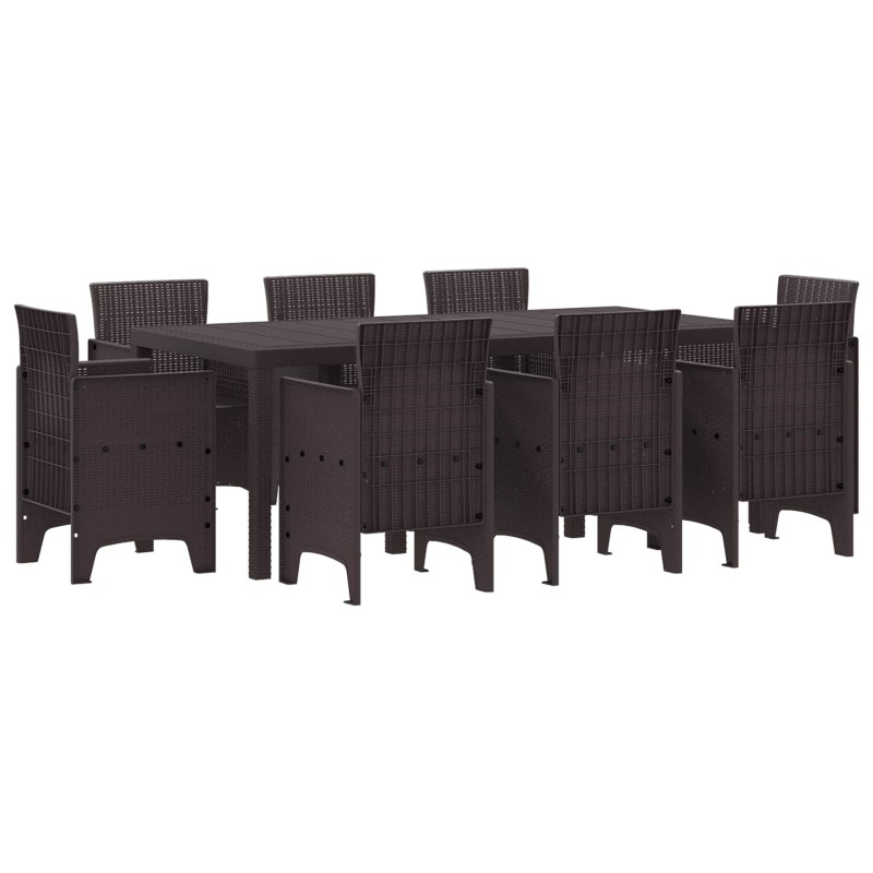 Ensemble de salle à manger pour jardin 9 pcs Marron 563746563746