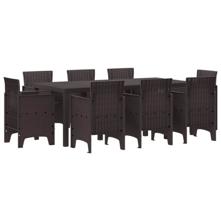 Ensemble de salle à manger pour jardin 9 pcs Marron 563746563746