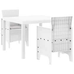 Ensemble de salle à manger pour jardin 3 pcs Blanc 563792563792