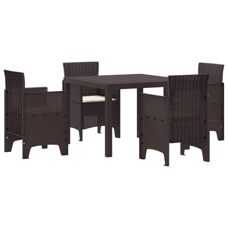 Ensemble de salle à manger pour jardin 5 pcs Marron 563795563795