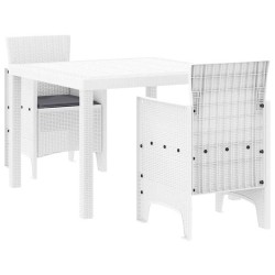 Ensemble de salle à manger pour jardin 3 pcs Blanc 563797563797