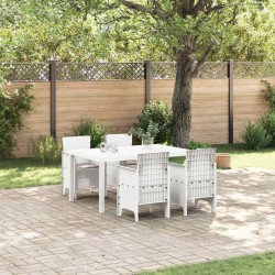 Ensemble de salle à manger pour jardin 5 pcs Blanc Rattan Polt 563805563805