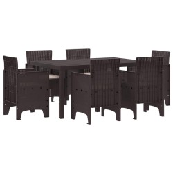Ensemble de salle à manger pour jardin 7 pcs Marron Rattan Polt 563812563812