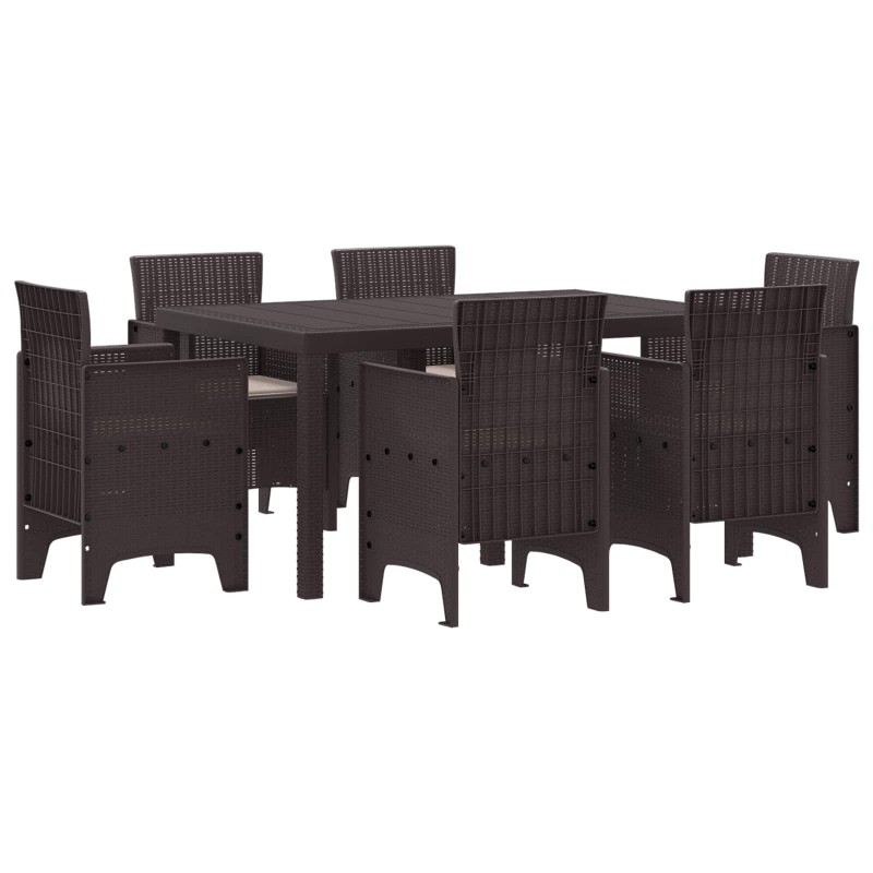 Ensemble de salle à manger pour jardin 7 pcs Marron Rattan Polt 563812563812