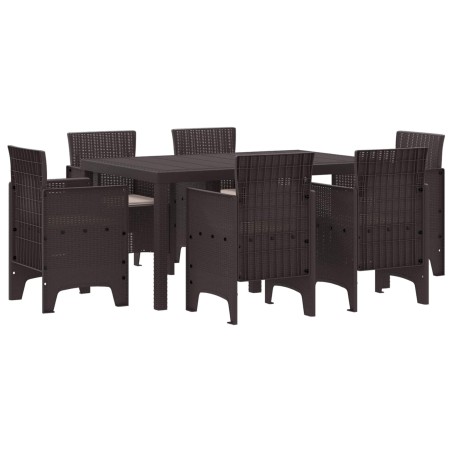 Ensemble de salle à manger pour jardin 7 pcs Marron Rattan Polt 563812563812