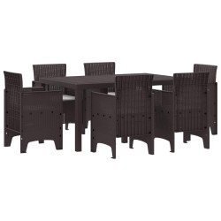 Ensemble de salle à manger pour jardin 7 pcs Marron Rattan Polt 563814563814