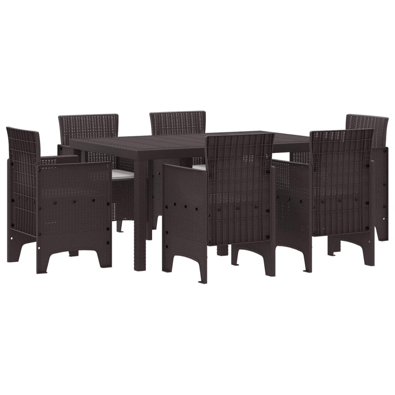 Ensemble de salle à manger pour jardin 7 pcs Marron Rattan Polt 563814563814