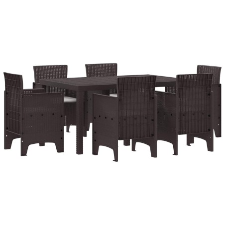 Ensemble de salle à manger pour jardin 7 pcs Marron Rattan Polt 563814563814