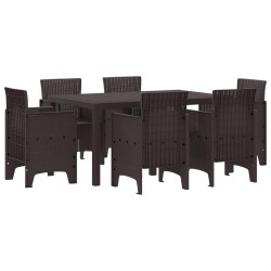 Ensemble de salle à manger pour jardin 7 pcs Marron Rattan Polt 563815563815