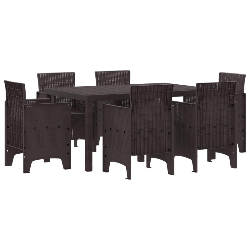 Ensemble de salle à manger pour jardin 7 pcs Marron Rattan Polt 563815563815