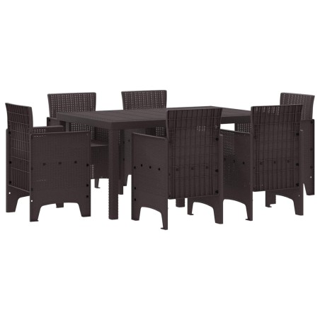 Ensemble de salle à manger pour jardin 7 pcs Marron Rattan Polt 563815563815