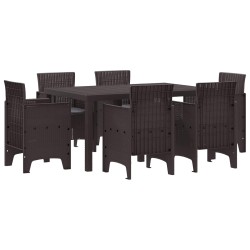 Ensemble de salle à manger pour jardin 7 pcs Marron Rattan Polt 563816563816