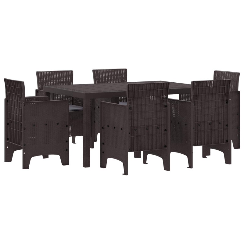 Ensemble de salle à manger pour jardin 7 pcs Marron Rattan Polt 563816563816