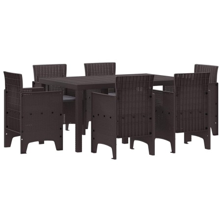 Ensemble de salle à manger pour jardin 7 pcs Marron Rattan Polt 563816563816