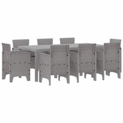Ensemble de salle à manger pour jardin 9 pcs Gris clair 563819563819