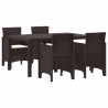 Ensemble de salle à manger pour jardin 5 pcs Marron Rattan Polt 563821563821